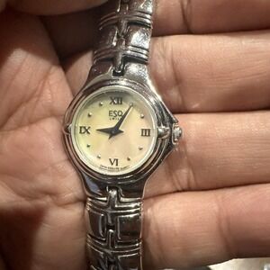 WORKING ESQ Esquire‎ Movado Muse Steel Pink Mother of Pearl Dial Swiss Watch